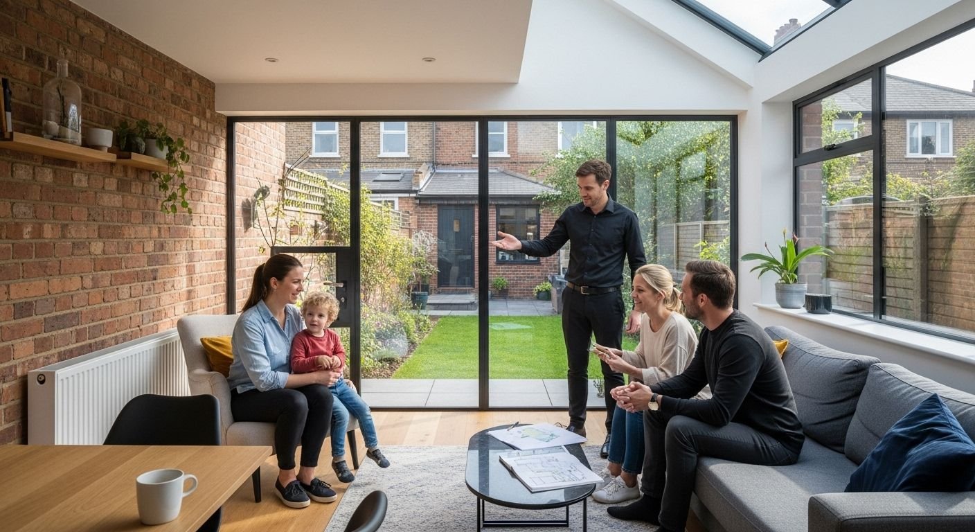 side extension, modern home, family