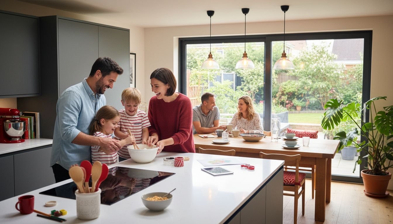 open plan kitchen diner